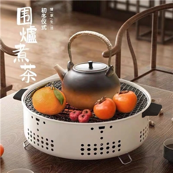 户外网红围炉煮茶家用室内庭院烤火炉炭炉韩式烧烤炉取暖碳炉