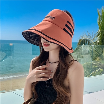 渔夫帽女可爱户外运动帽子夏季时尚黑胶防晒帽韩版防晒遮阳帽
