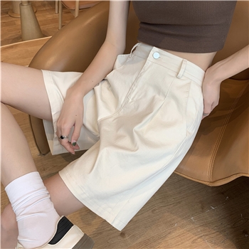 冰丝工装短裤女夏季薄款高腰宽松a字直筒西装休闲中裤阔腿五分裤