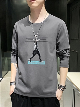 新款春秋季男士长袖t恤男潮牌棉体恤男T宽松薄款卫衣上衣服男装潮