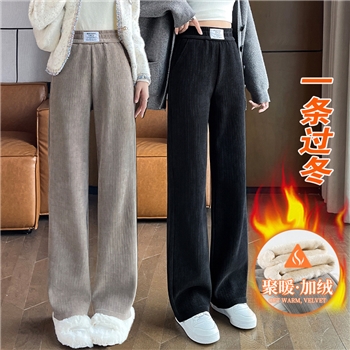 直筒裤女秋冬新款小个子垂感加厚雪尼尔加绒休闲窄版阔腿裤