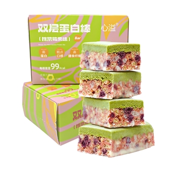 抹茶莓果味双层蛋白棒代餐饱腹能量棒乳清不额外添加蔗糖健身零食