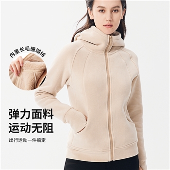 秋冬修身卫衣女加绒加厚保暖显瘦连帽开衫外套运动休闲拉链上衣