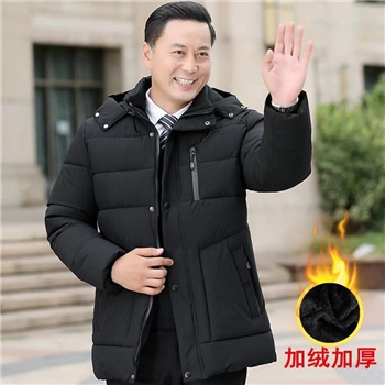 中老年人加绒加厚棉衣中年男士棉袄外套爸爸爷爷装冬季男羽绒棉服
