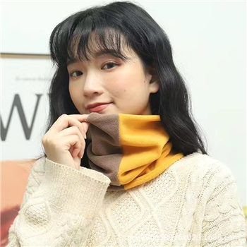 2条冬季双层加厚保暖德绒脖套户外时尚男女拼色套头围脖围巾