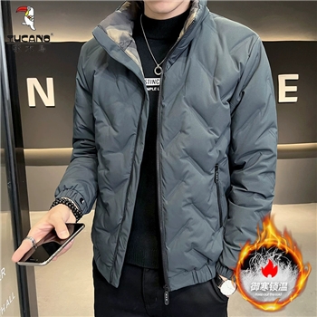 轻薄羽绒服男士秋冬季潮牌立领加绒加厚防寒外套50绒灰鸭绒