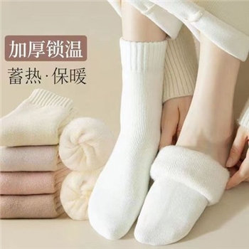 3双毛圈袜子女秋冬季加绒加厚保暖防臭居家地板袜睡眠袜冬天月子袜
