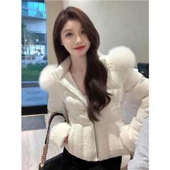 大毛领羽绒棉服女冬时尚洋气小个子修身短款收腰显瘦保暖棉衣外套