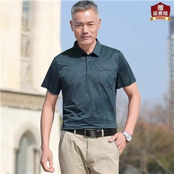 夏季冰丝polo衫中年男士短袖t恤翻领中老年人爷爷上衣