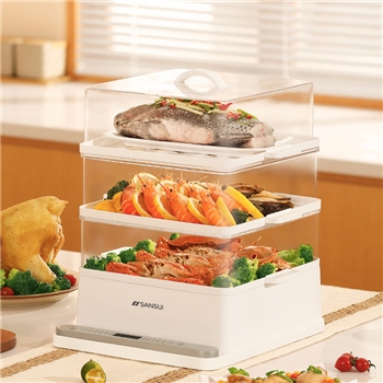 山水（SANSUI） 日本山水电蒸锅大容量三层家用多功能电锅多层折叠定时电蒸锅 3层24L大容量【可折叠收纳】SZG60K