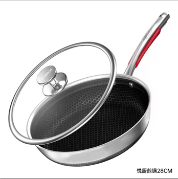 康巴赫炒锅新悦厨26cm2－4人使用平底煎锅双面花316L不锈钢不粘锅